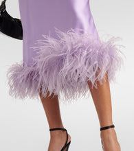 Miu Miu Feather-trimmed satin midi skirt