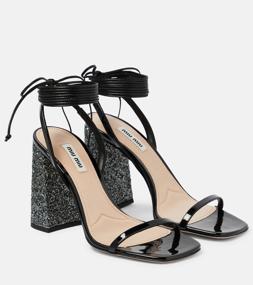 Miu Miu Glitter and patent leather sandals - Miu Miu 亮片漆皮凉鞋