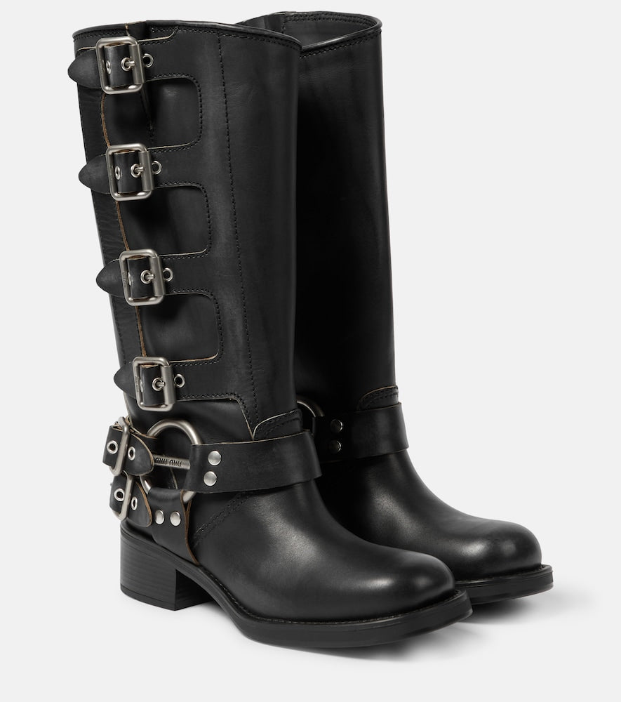 Miu Miu Leather biker boots - Miu Miu 皮革机车靴