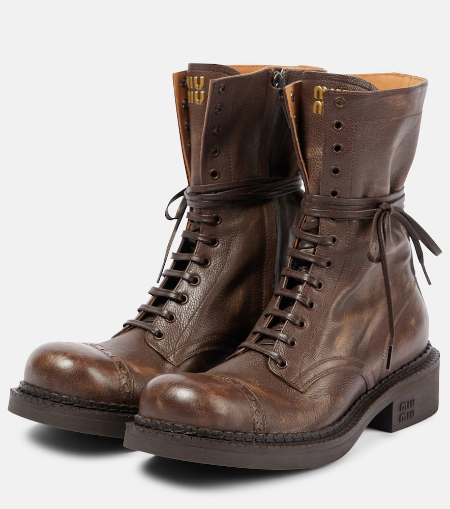 Miu Miu Leather lace-up boots