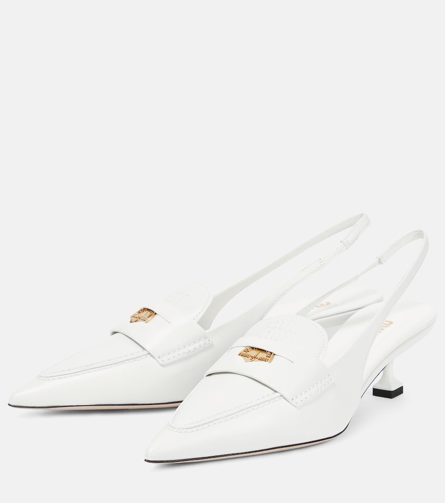 Miu Miu Leather slingback penny loafers