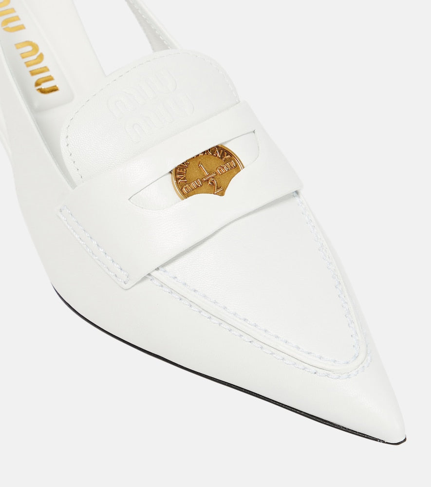 Miu Miu Leather slingback penny loafers