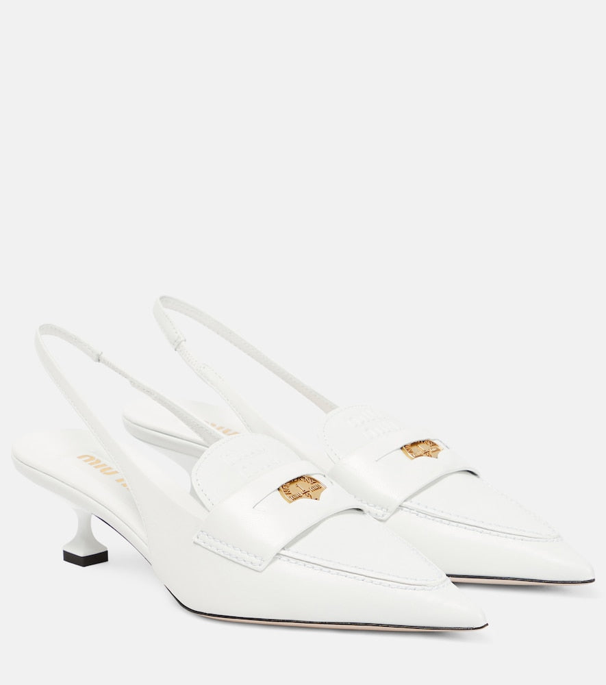 Miu Miu Leather slingback penny loafers - Miu Miu 皮革露跟便士乐福鞋