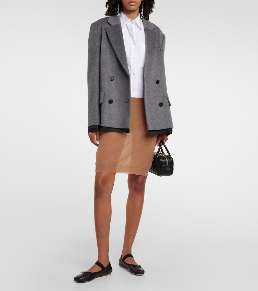 Miu Miu Logo knitted midi skirt