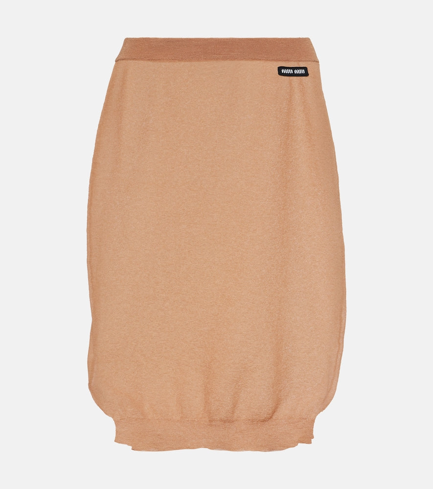 Miu Miu Logo knitted midi skirt - Miu Miu Logo针织中长裙
