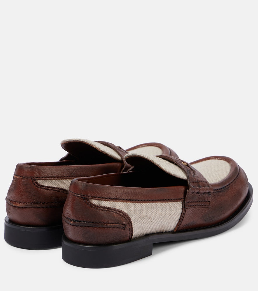 Miu Miu Logo leather-trimmed loafers