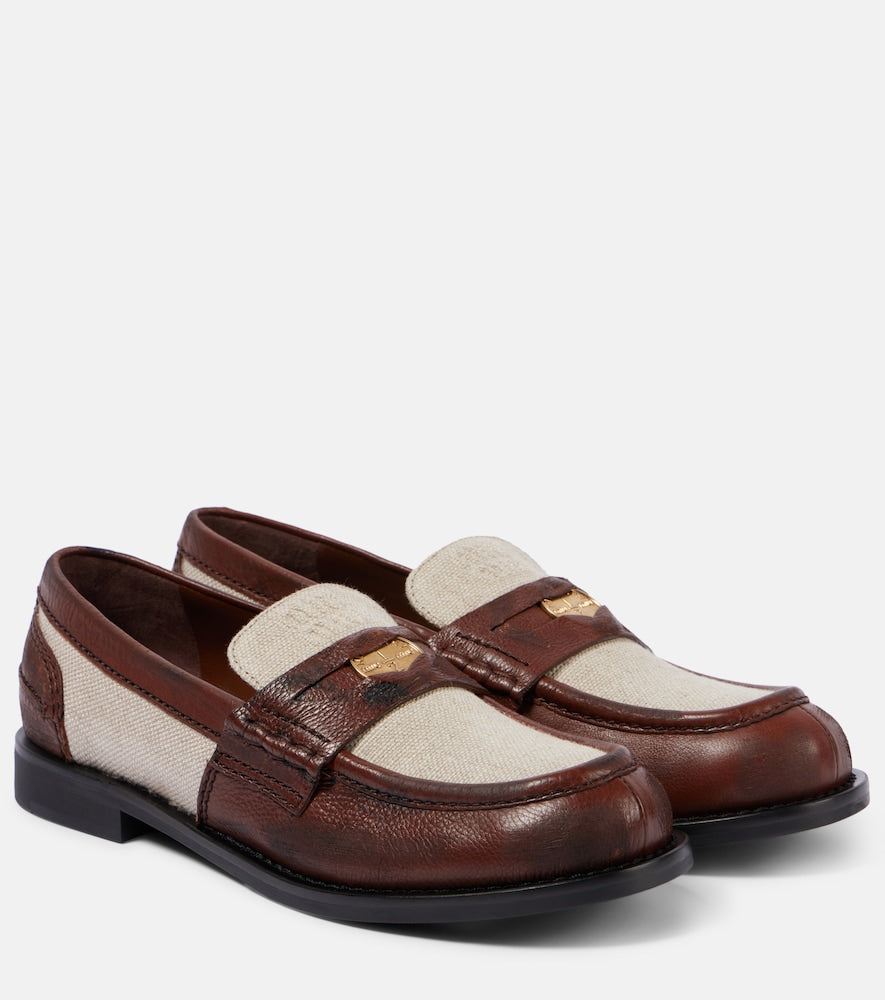 Miu Miu Logo leather-trimmed loafers - Miu Miu Logo 皮革饰边乐福鞋