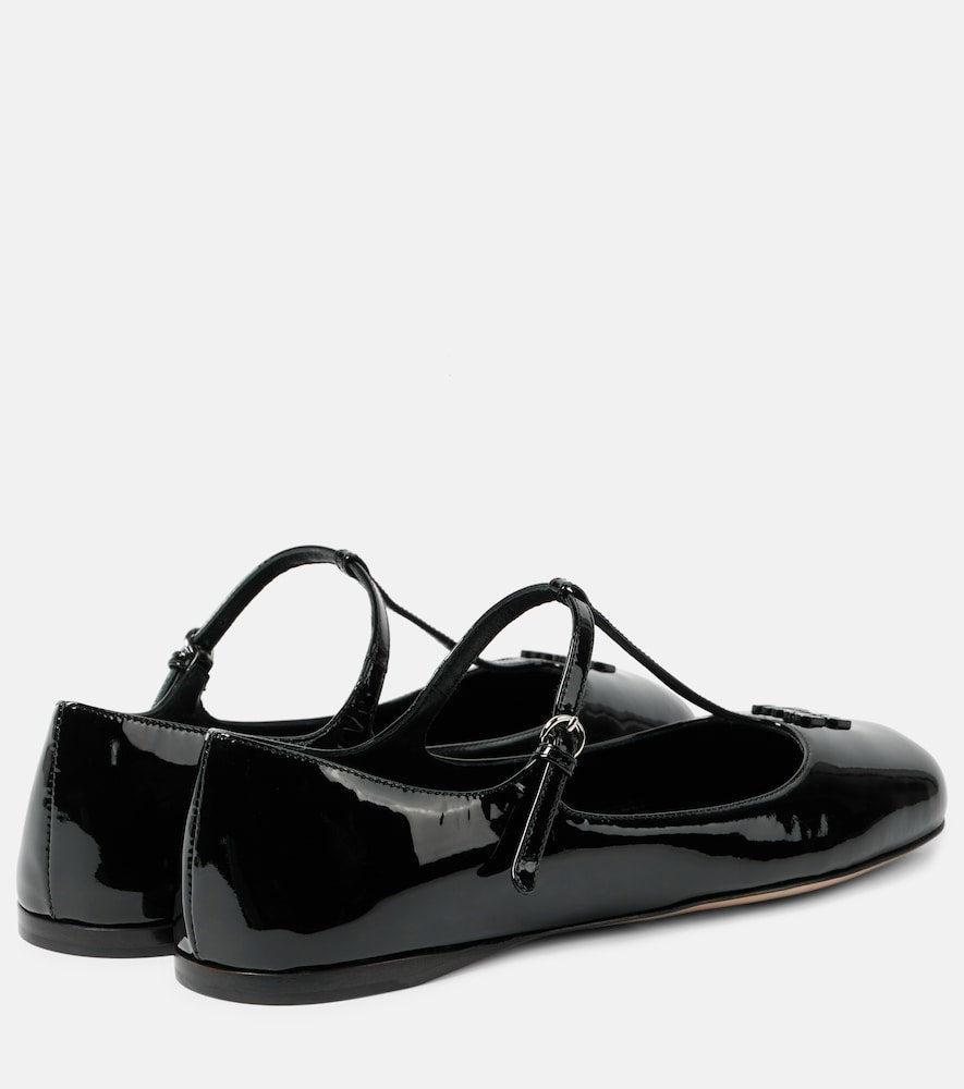 Miu Miu Logo patent leather ballet flats