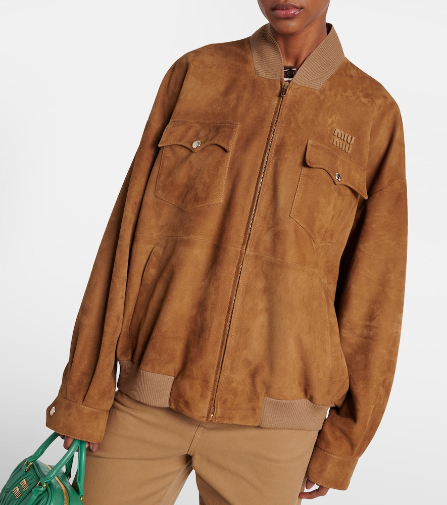 Miu Miu Logo suede jacket