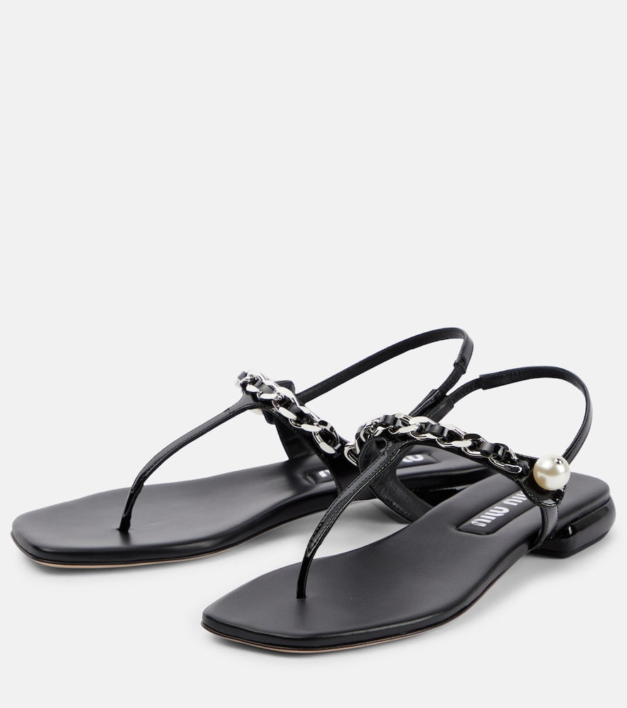 Miu Miu Patent leather thong sandals