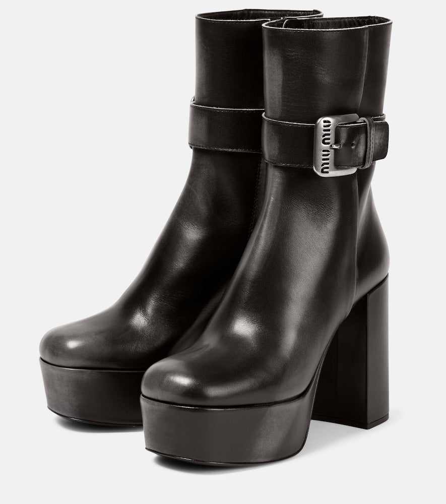 Miu Miu Platform leather ankle boots