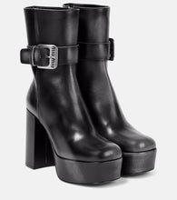 Miu Miu Platform leather ankle boots - Miu Miu 厚底皮革踝靴