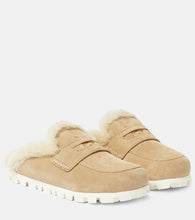 Miu Miu Shearling-lined suede slippers - Miu Miu 羊毛衬里麂皮拖鞋