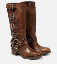 Miu Miu Studded leather knee-high boots - Miu Miu铆钉皮革过膝长靴