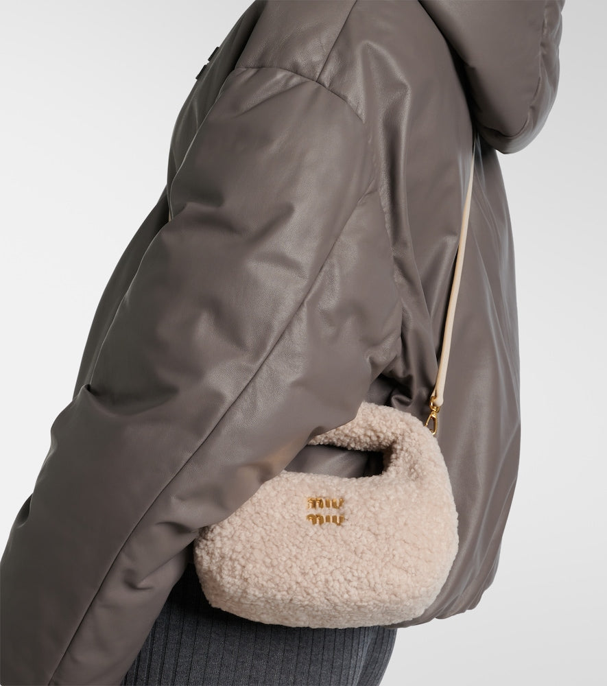 Miu Miu Wander Mini shearling shoulder bag