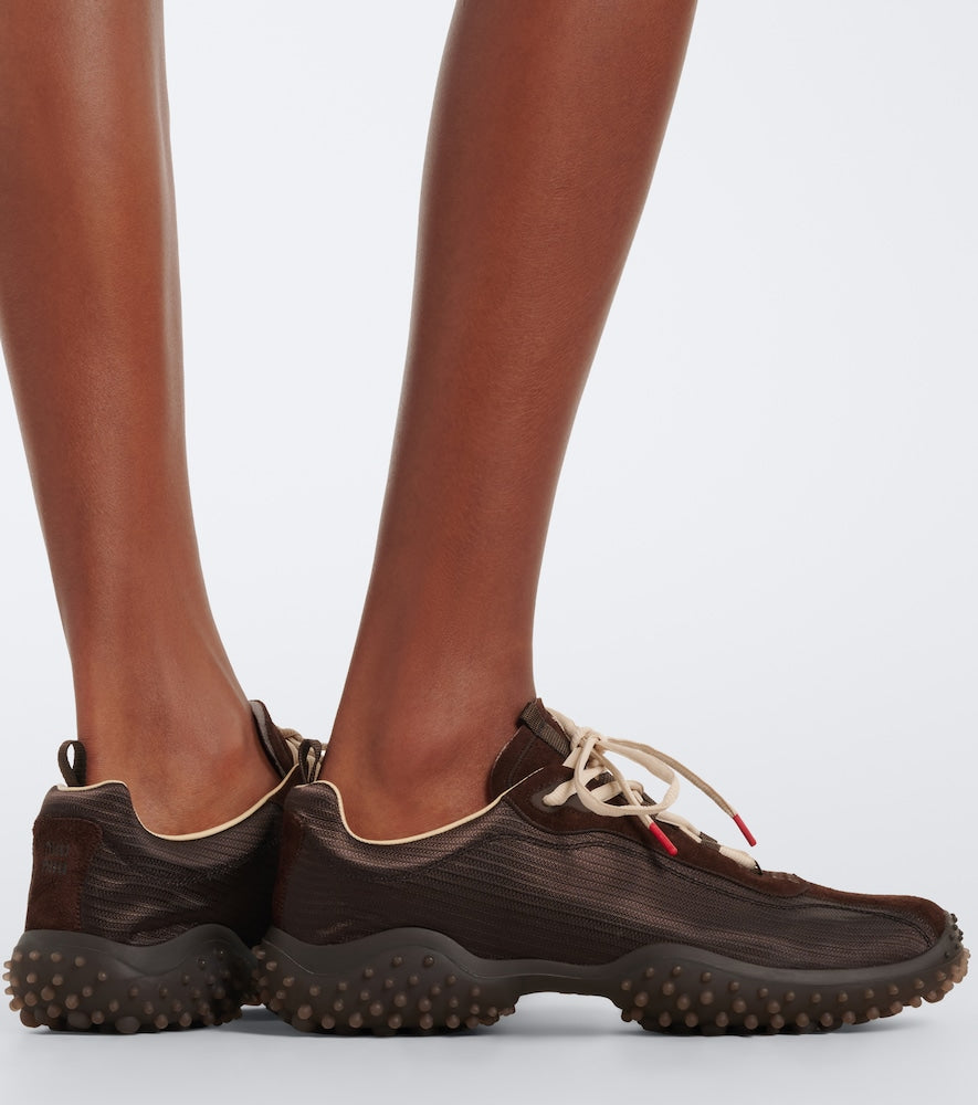 Brown Miu Miu Bubble suede-trimmed sneakers - Low-Top Sneakers
