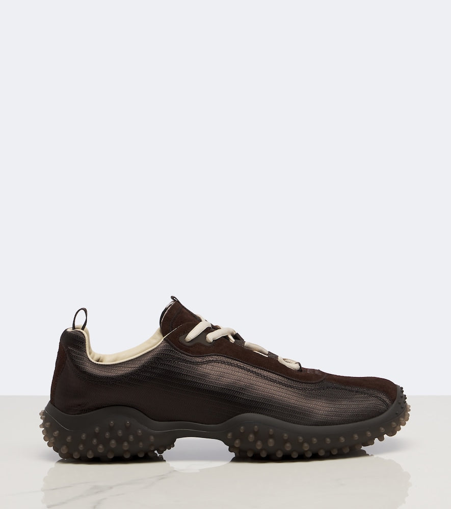 Brown Miu Miu Bubble suede-trimmed sneakers - Low-Top Sneakers