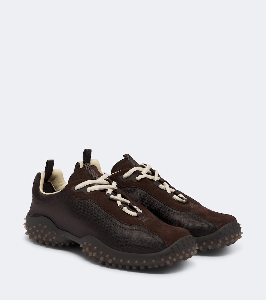 Brown Miu Miu Bubble suede-trimmed sneakers - Low-Top Sneakers