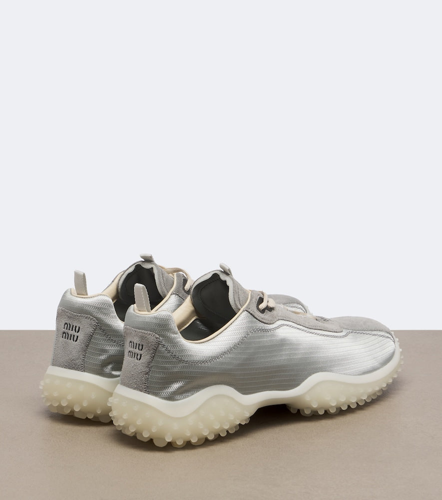 Miu Miu Bubble suede-trimmed sneakers in Grey - Low-Top Sneakers