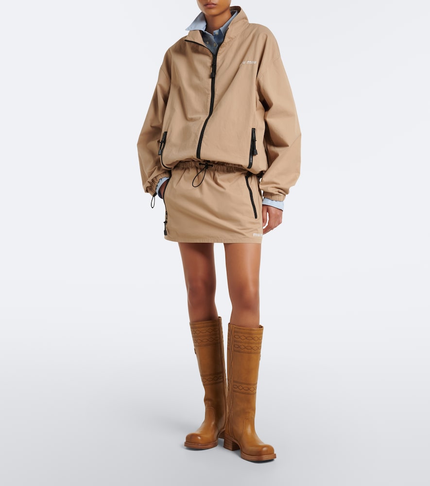 Miu Miu Embroidered leather knee-high boots in Brown - Heeled Boots
