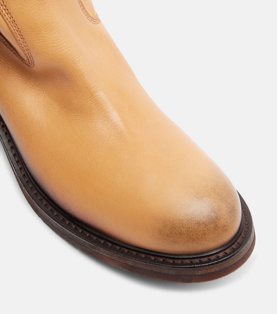 Brown Miu Miu Foule leather ankle boots - Flat Boots
