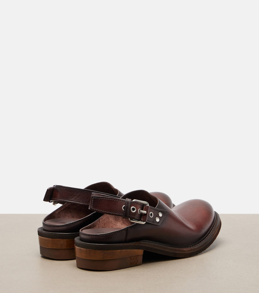 Miu Miu Foule leather clogs - Brown Mid Heels