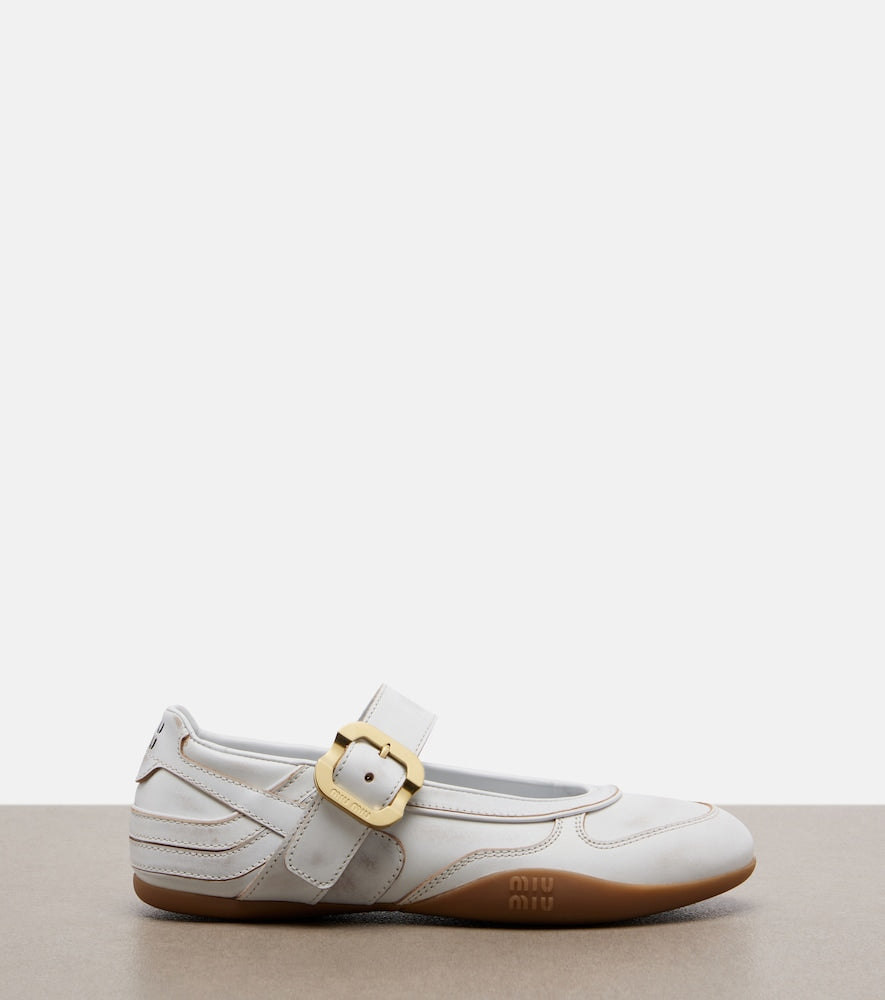 White Miu Miu Gymnasium leather ballet flats - Ballerina Flats
