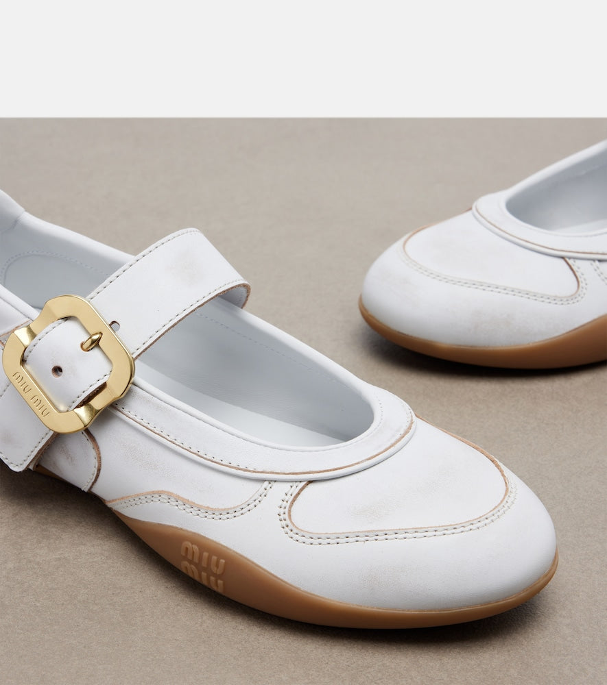 White Miu Miu Gymnasium leather ballet flats - Ballerina Flats