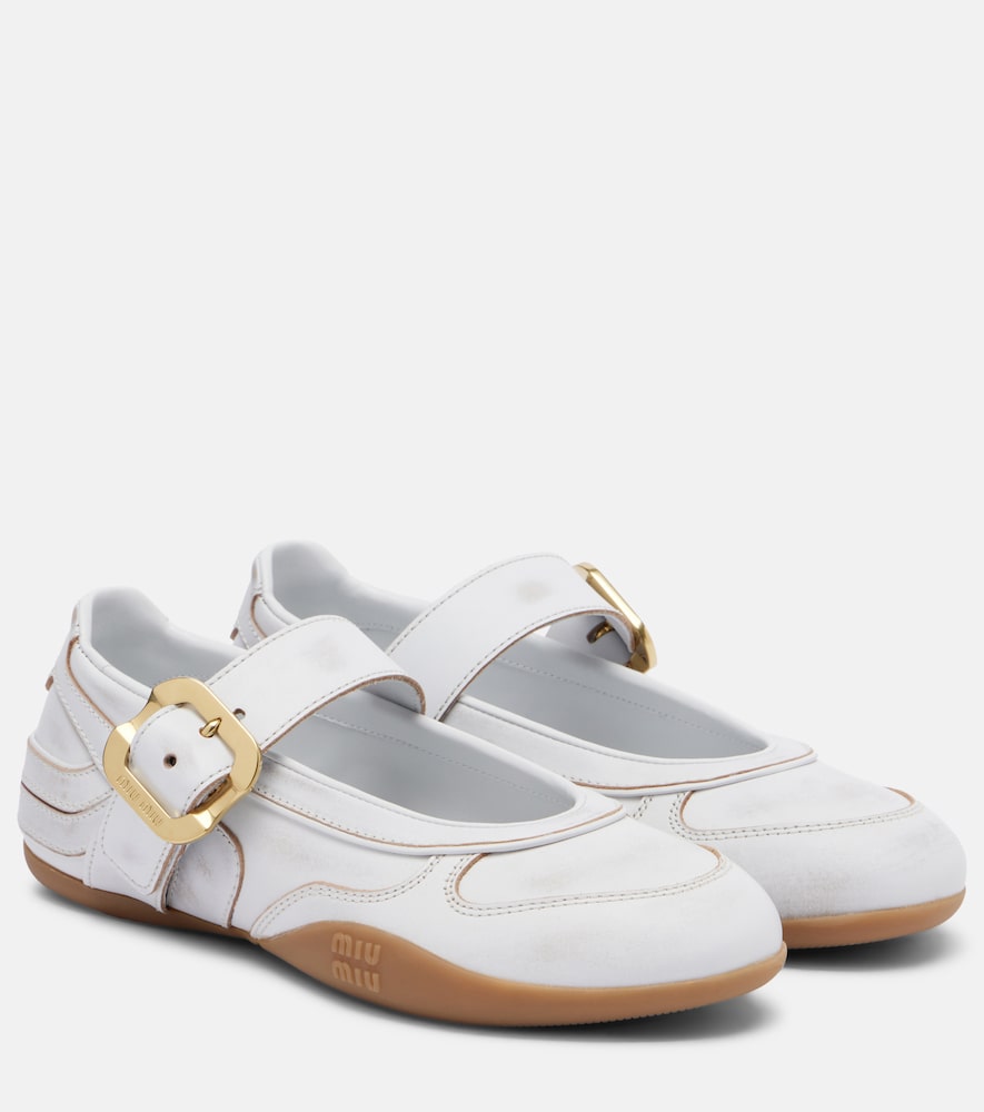 White Miu Miu Gymnasium leather ballet flats - Ballerina Flats