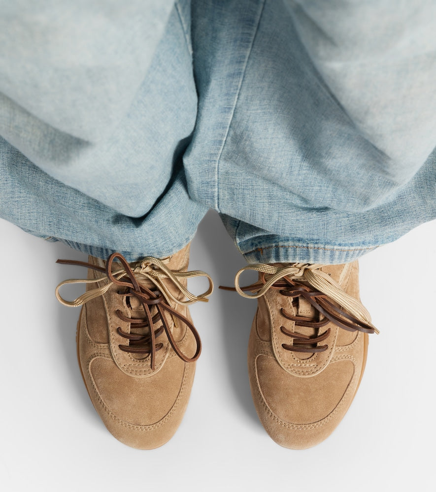 Miu Miu Gymnasium shearling-lined suede sneakers in Beige - Low-Top Sneakers