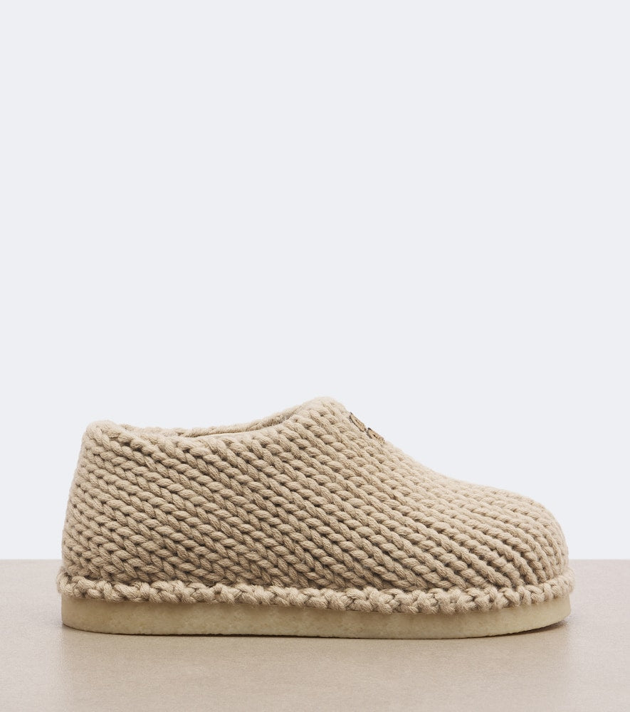 Miu Miu Knitted slip-on shoes - Beige Flat Boots