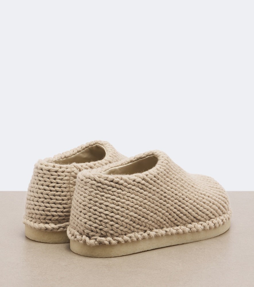 Miu Miu Knitted slip-on shoes - Beige Flat Boots