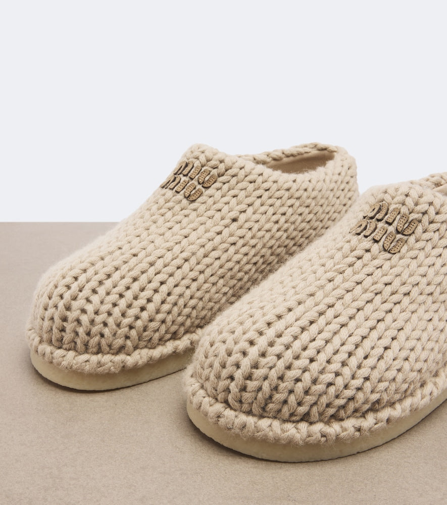 Miu Miu Knitted slip-on shoes - Beige Flat Boots