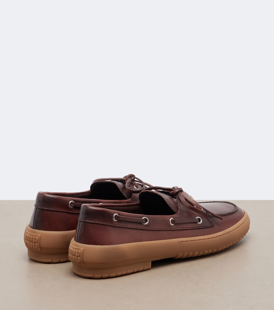 Miu Miu Leather boat shoes (Brown) - Loafers