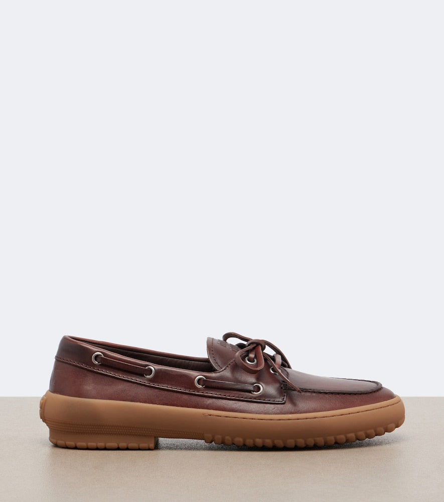 Miu Miu Leather boat shoes (Brown) - Loafers