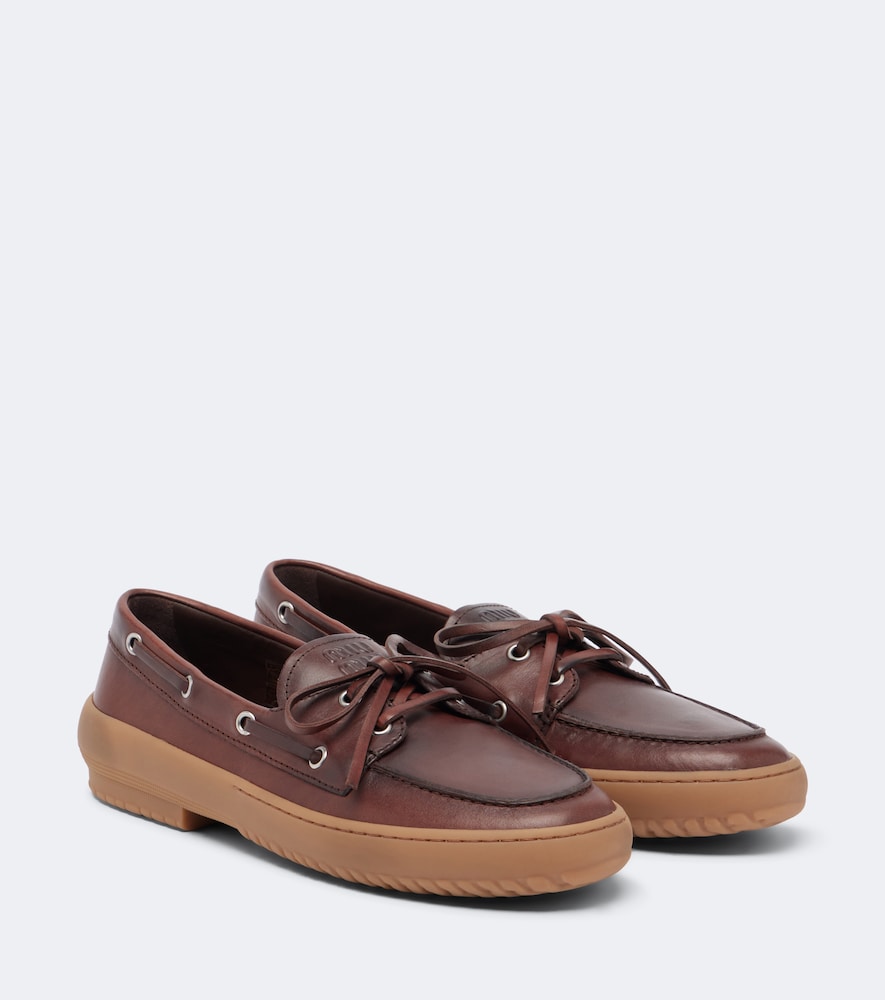 Miu Miu Leather boat shoes (Brown) - Loafers
