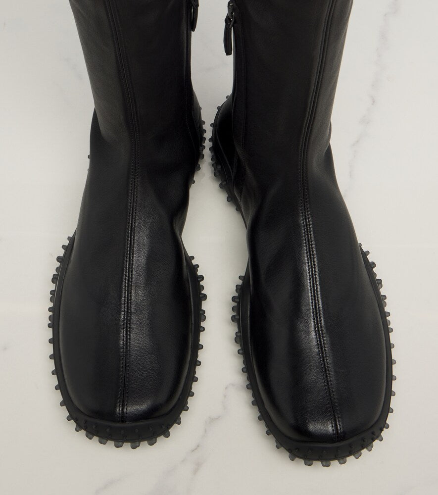Miu Miu Leather knee-high boots in Black - Flat Boots