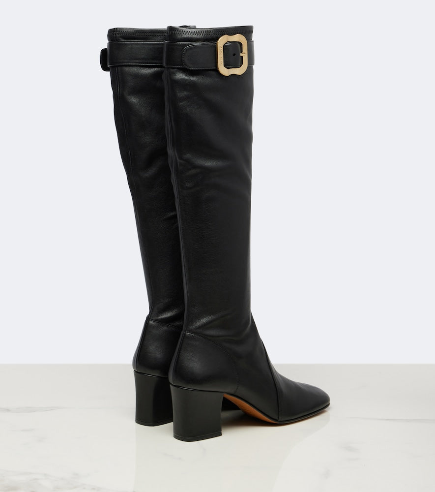 Miu Miu Leather knee-high boots (Black) - Mid Heels