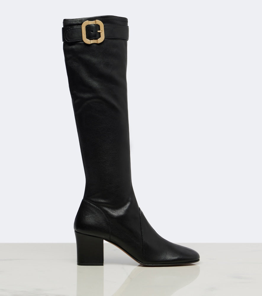 Miu Miu Leather knee-high boots (Black) - Mid Heels