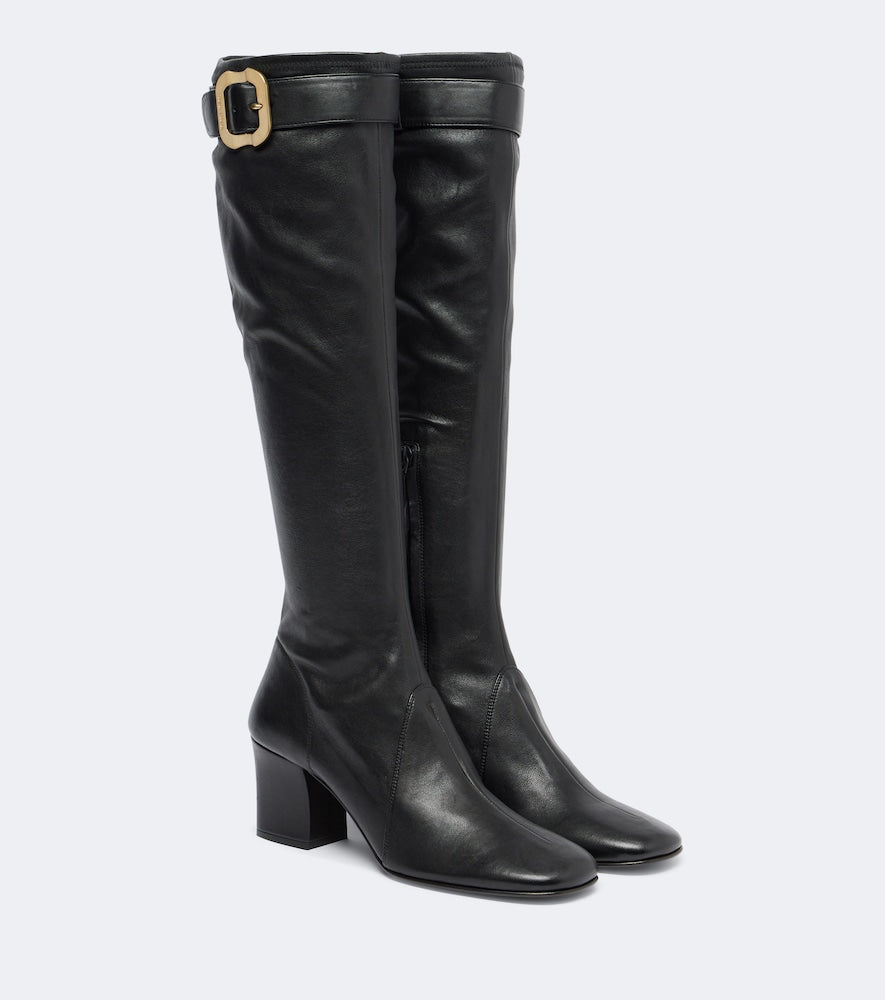 Miu Miu Leather knee-high boots (Black) - Mid Heels