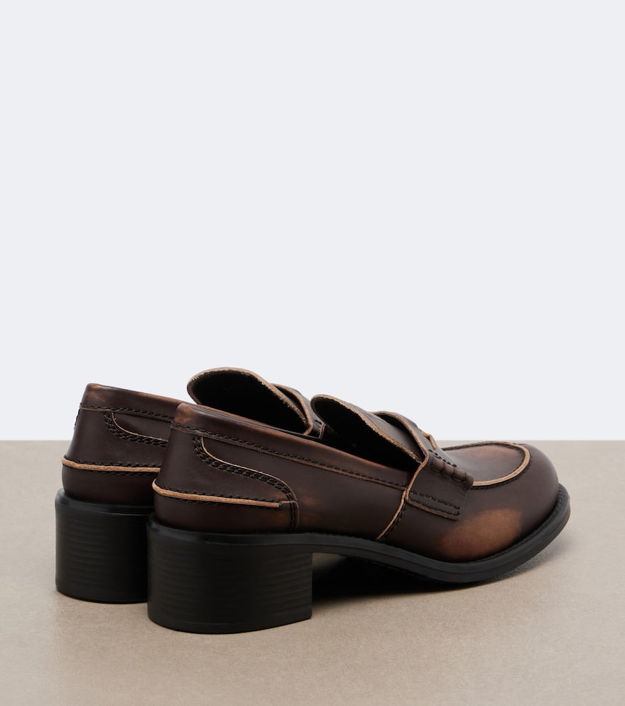 Miu Miu Leather penny loafers - Brown Loafers