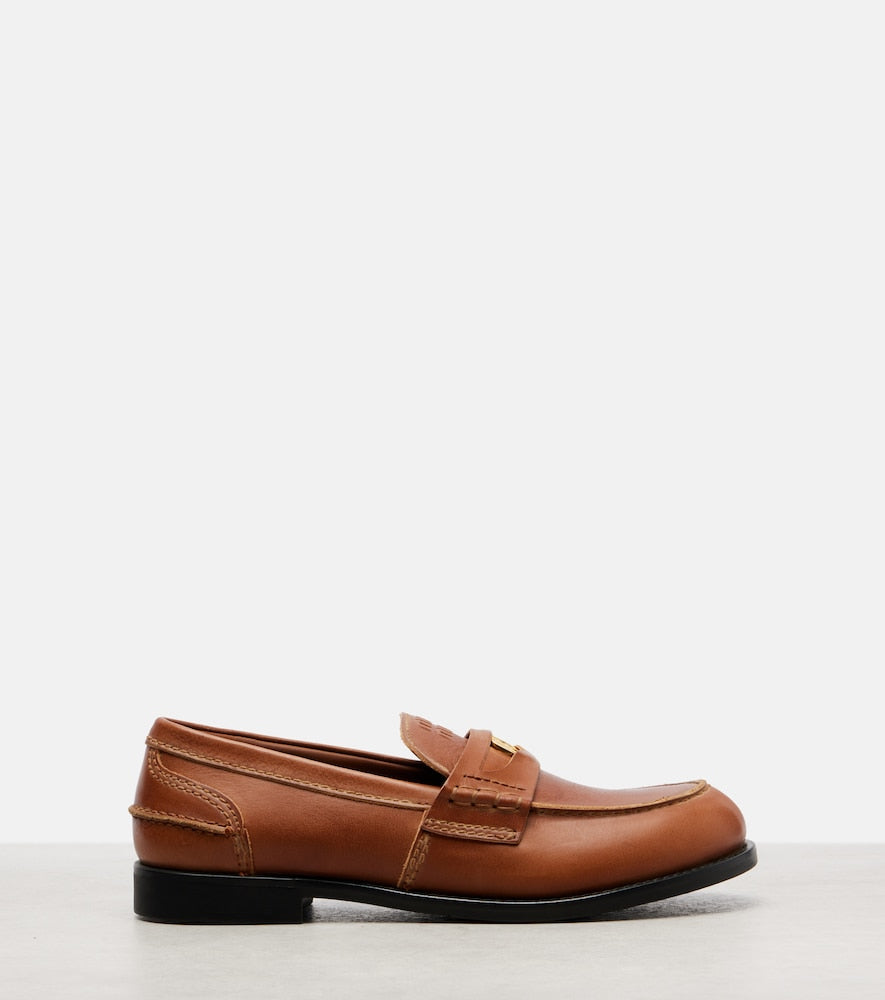 Miu Miu Leather penny loafers (Brown) - Loafers