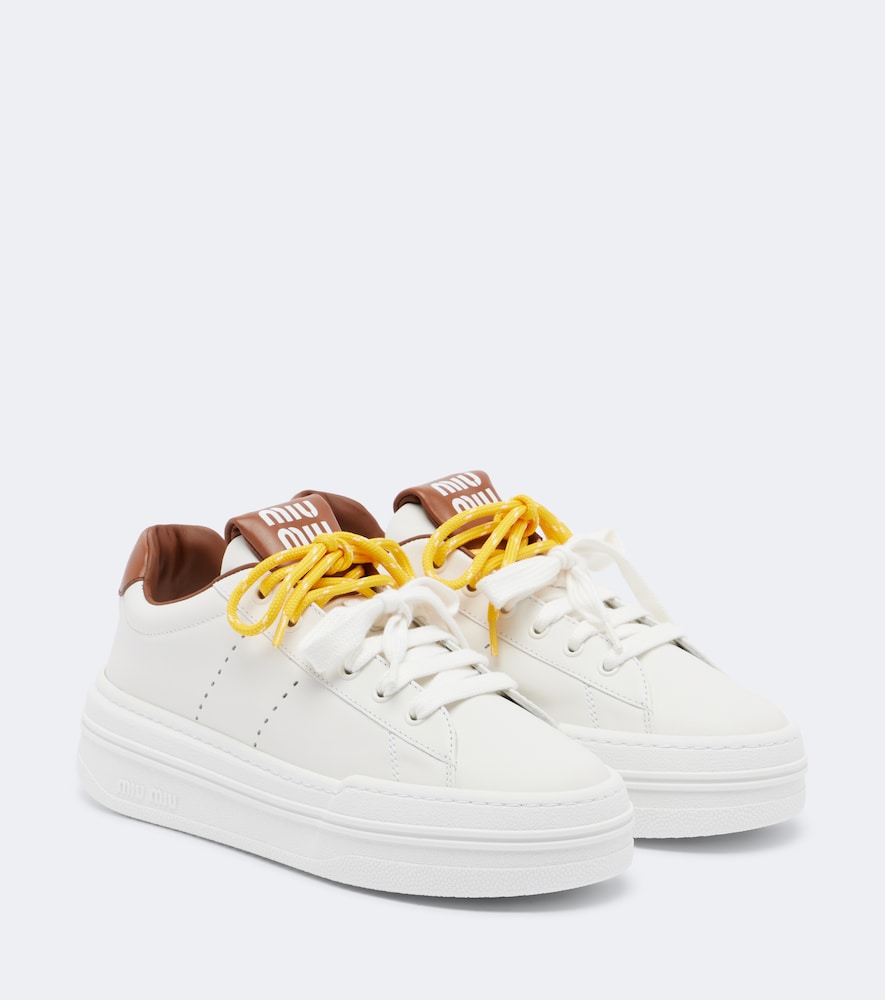 Miu Miu Leather platform sneakers - White Low-Top Sneakers