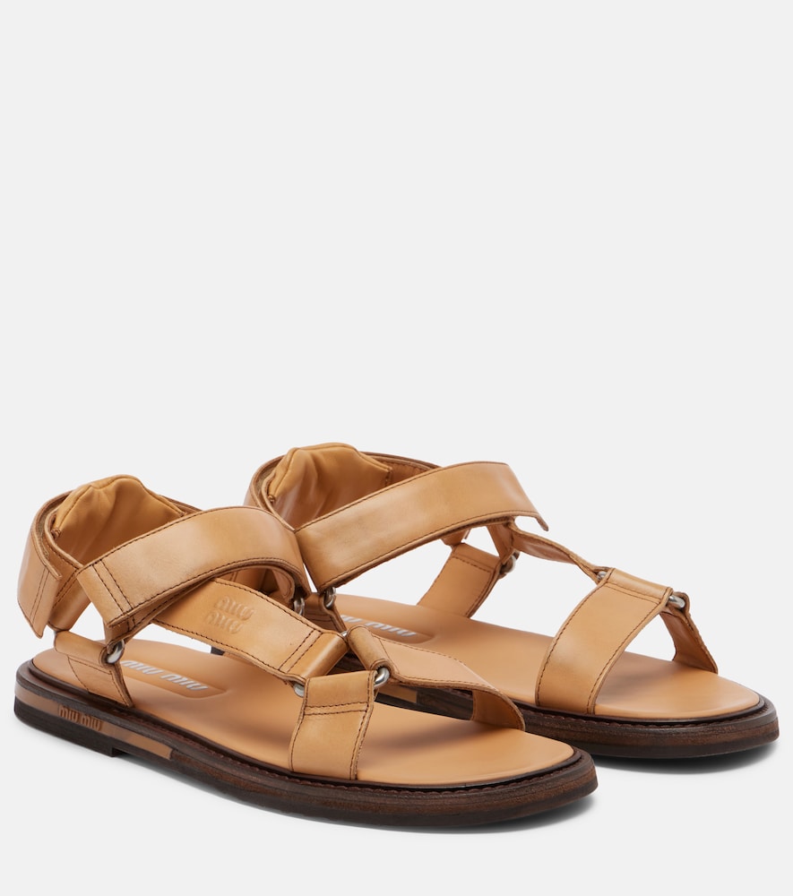 Miu Miu Leather sandals (Brown) - Flat Sandals