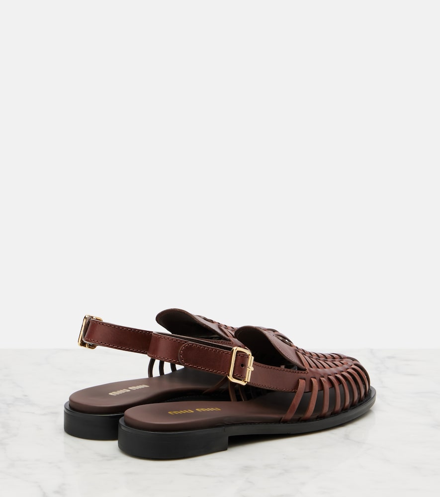 Miu Miu Leather slingback fisherman sandals - Brown Flat Sandals