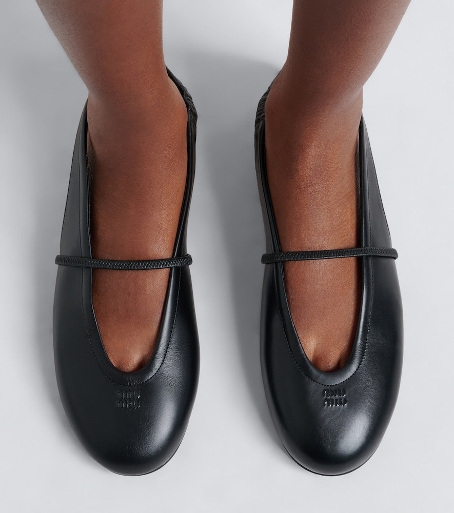 Miu Miu Leather slingback flats - Black Ballerina Flats