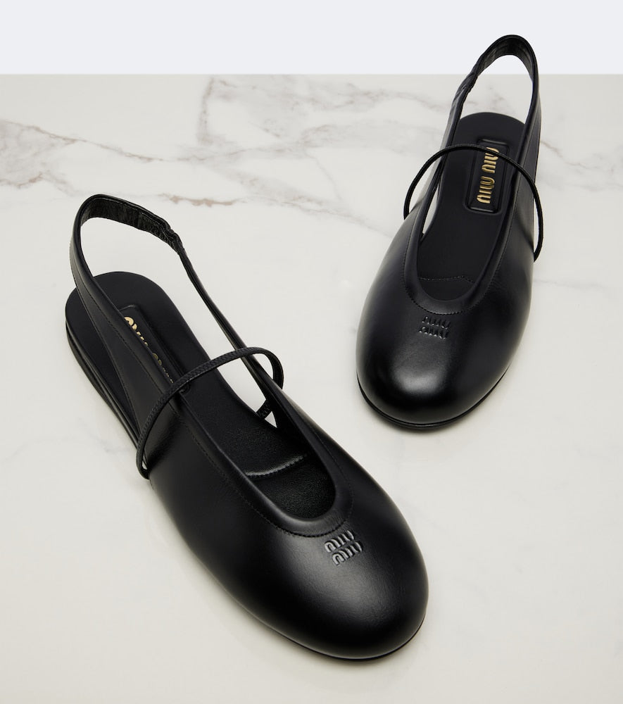 Miu Miu Leather slingback flats - Black Ballerina Flats