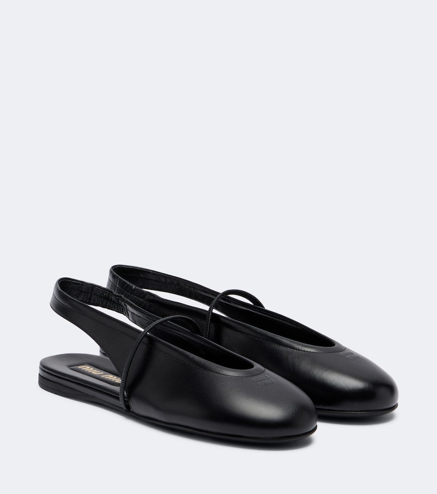 Miu Miu Leather slingback flats - Black Ballerina Flats