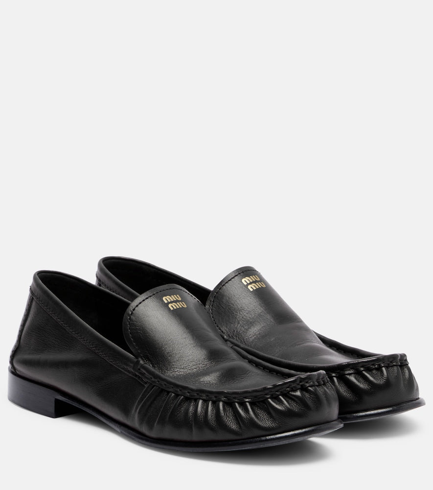 Miu Miu Logo leather loafers (Black) - Loafers