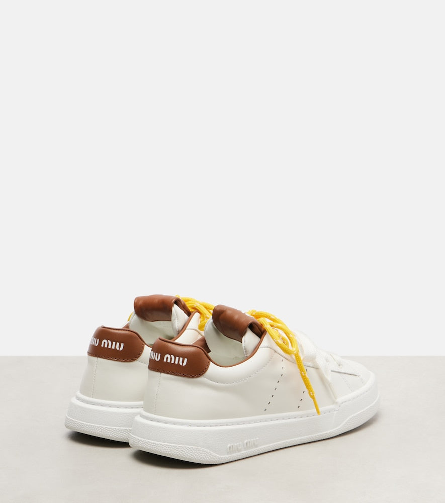 White Miu Miu Logo leather sneakers - Low-Top Sneakers